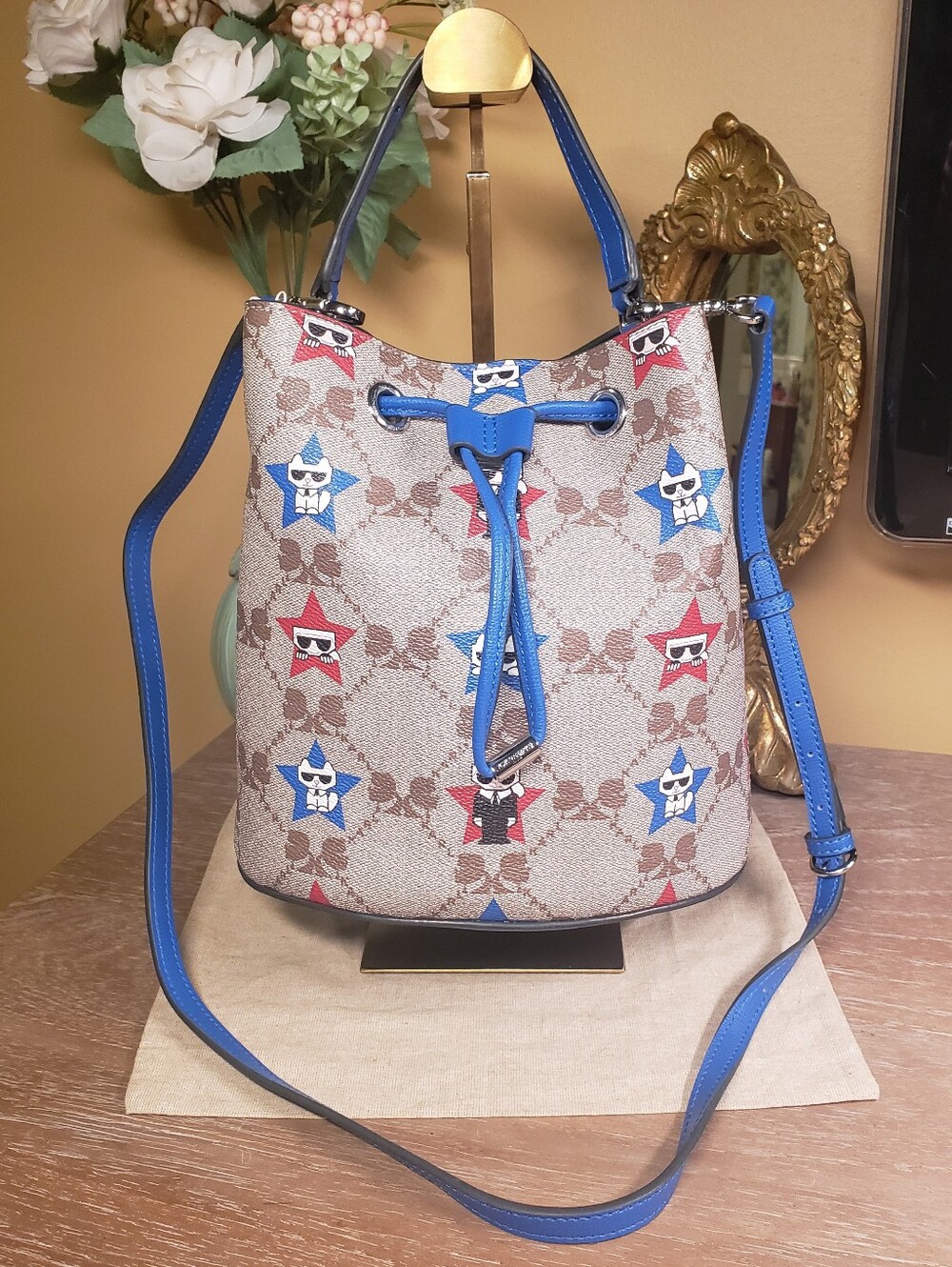 Karl Lagerfeld Paris Star Monogram Star Bucket Bag (Retail $228)